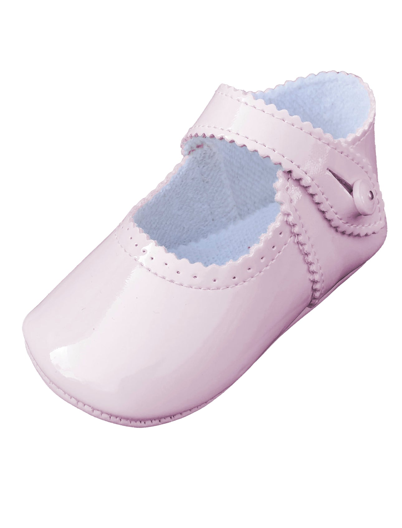 Patent Leather Infant Pram Shoe-Baby Pink