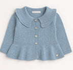 Martin Armando Sky Blue Knit Ruffled Cardigan