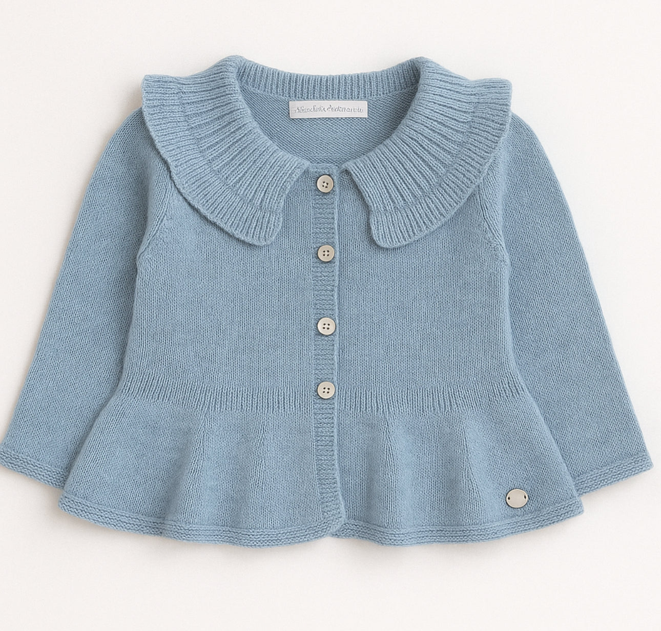 Martin Armando Sky Blue Knit Ruffled Cardigan