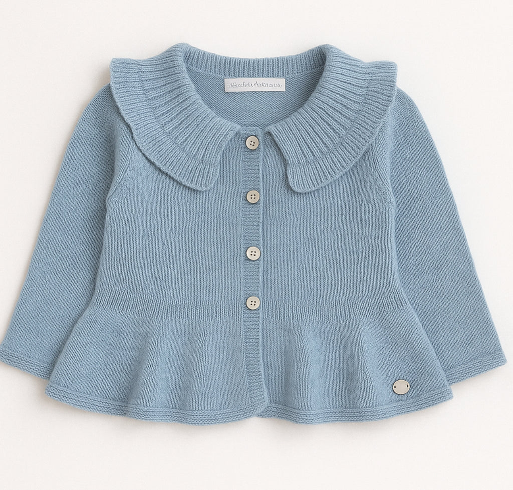 Martin Armando Sky Blue Knit Ruffled Cardigan