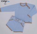 🧒 Rahigo Blue & Camel Knit Two-Piece Short Set