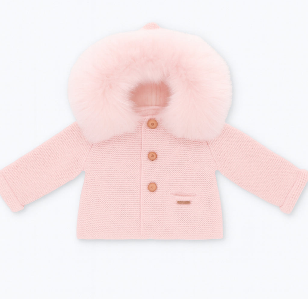 Jacket with Faux Fur Hood – Powder Pink