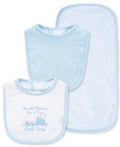 🚂 Heaven Sent Bib & Burp Cloth Set – Blue