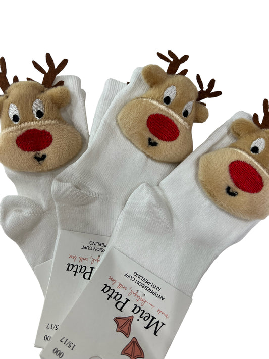 Meia Pata Holiday -Kneesocks With  Reindeer, White