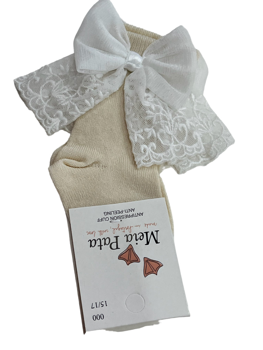 Meia Pata Sheer & Lace Bow  Knee Sock