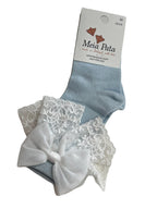 Meia Pata Sheer & Lace Bow  Knee Sock