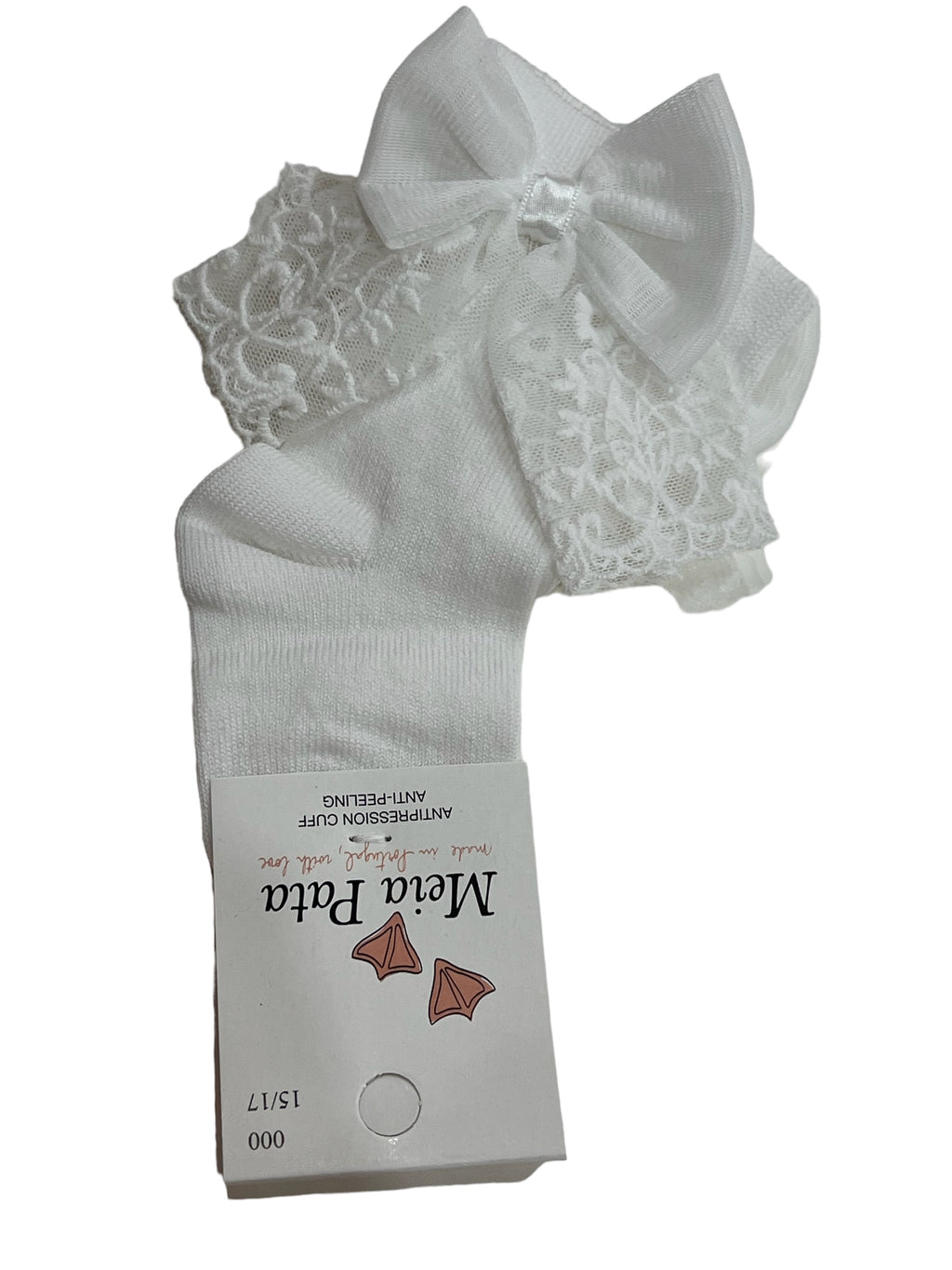 Meia Pata Sheer & Lace Bow  Knee Sock