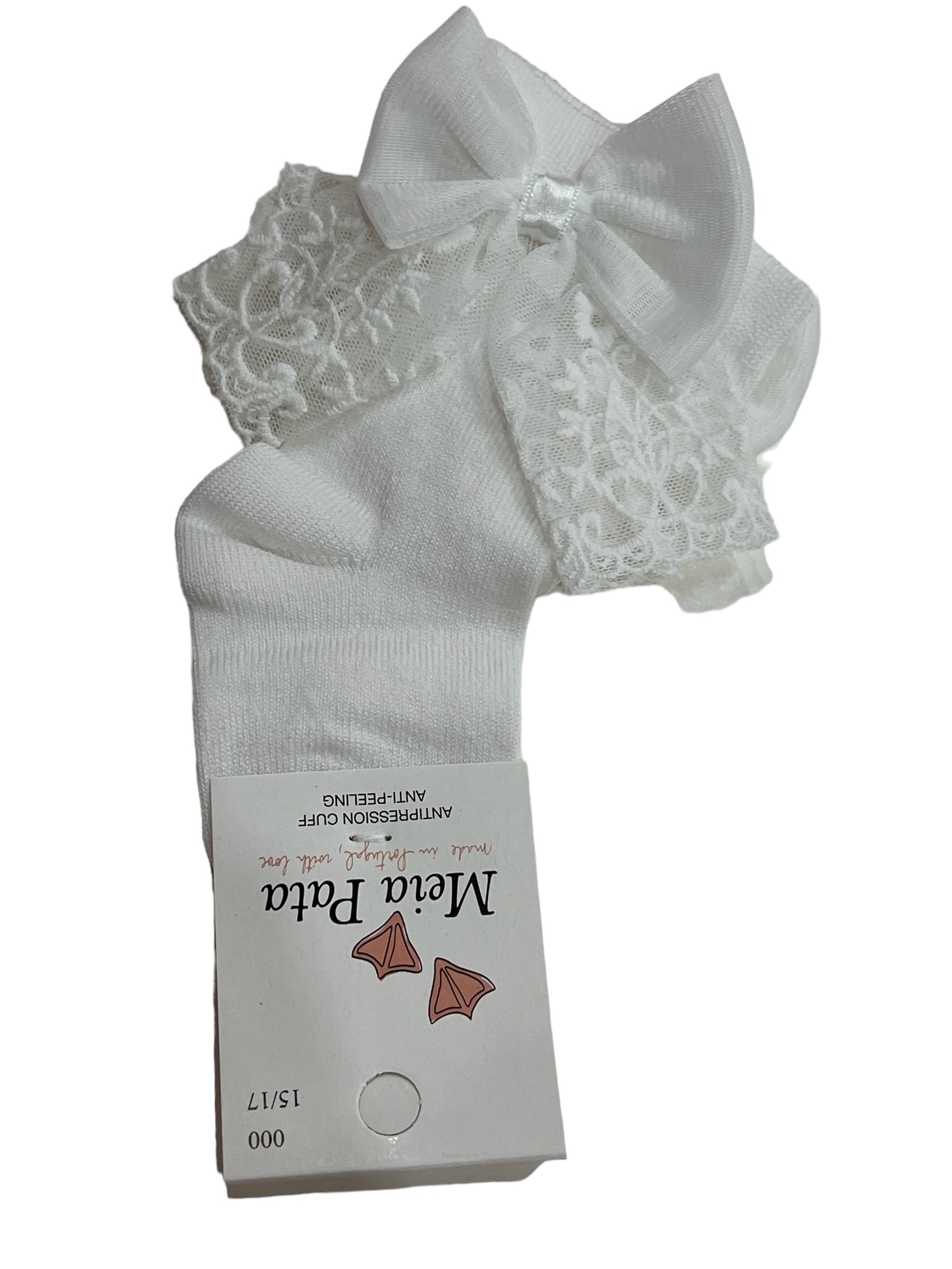 Meia Pata Sheer & Lace Bow  Knee Sock