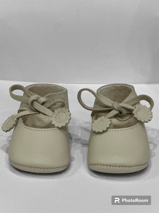 Turned Skin Baby Shoe - Nacreous Nappa Leather-Beige
