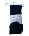Cotton Tights with Sherpa Pom Pom - Black