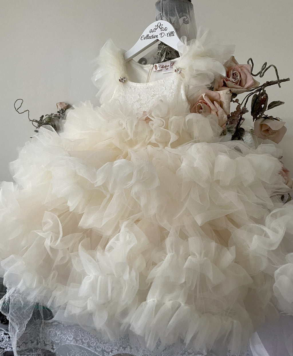 THE BELLISSIMA LUX CREAM LACE & TULLE DRESS Media 4 of 4