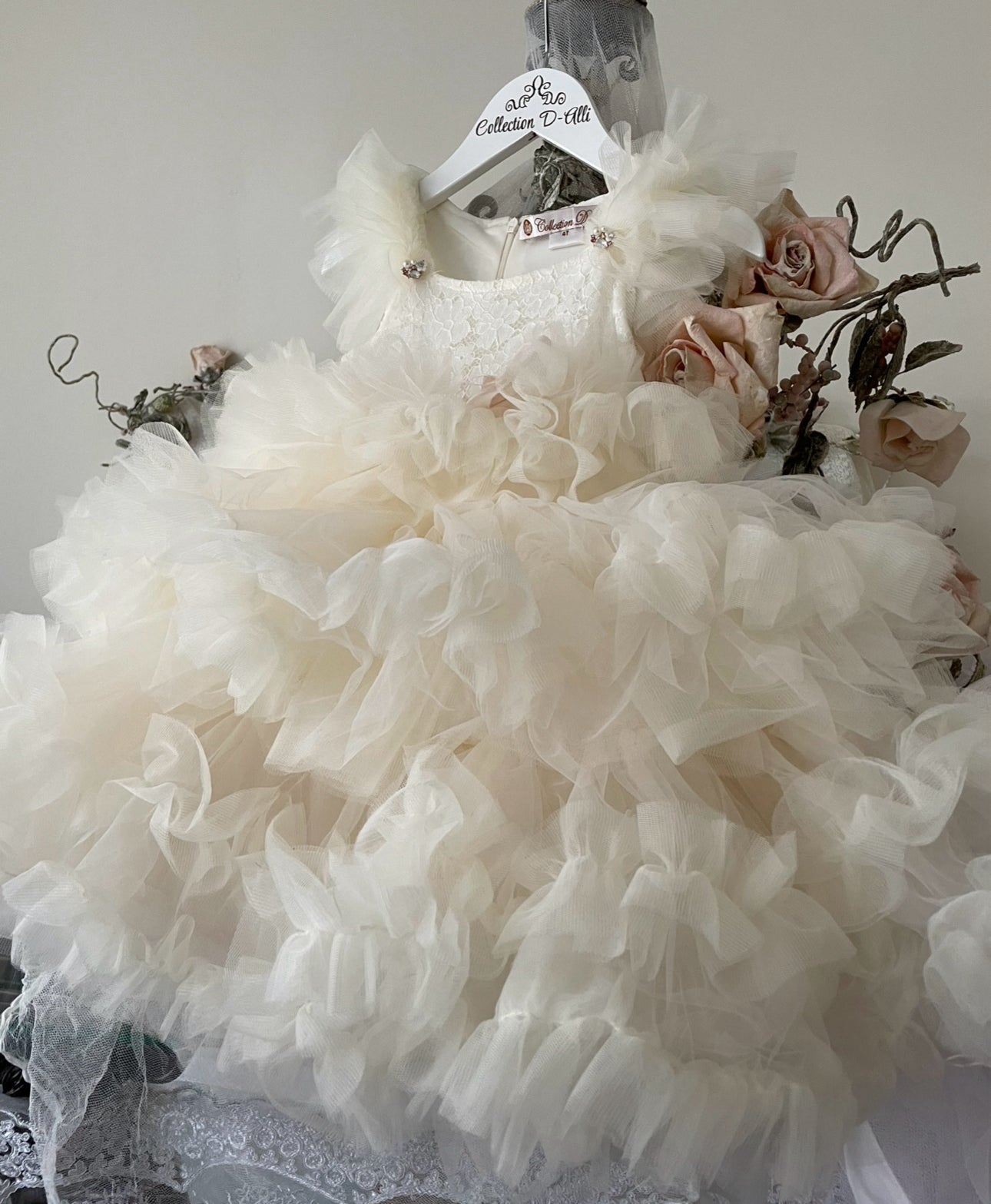 THE BELLISSIMA LUX CREAM LACE & TULLE DRESS Media 4 of 4