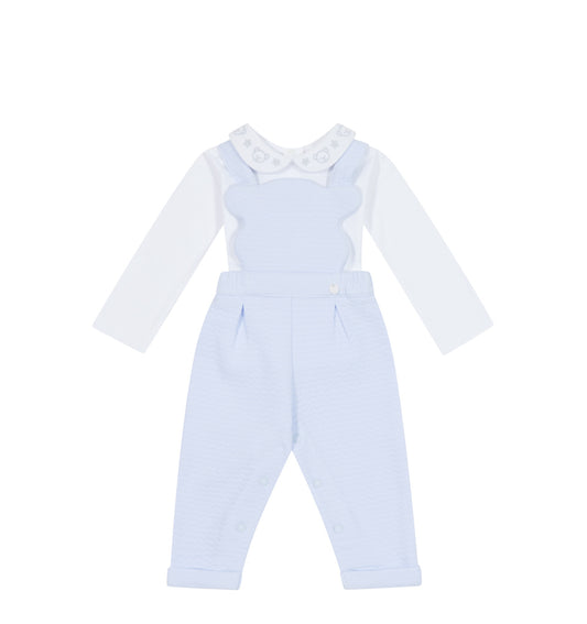 Boys Teddy  Overall & Matching Top - Blue & White