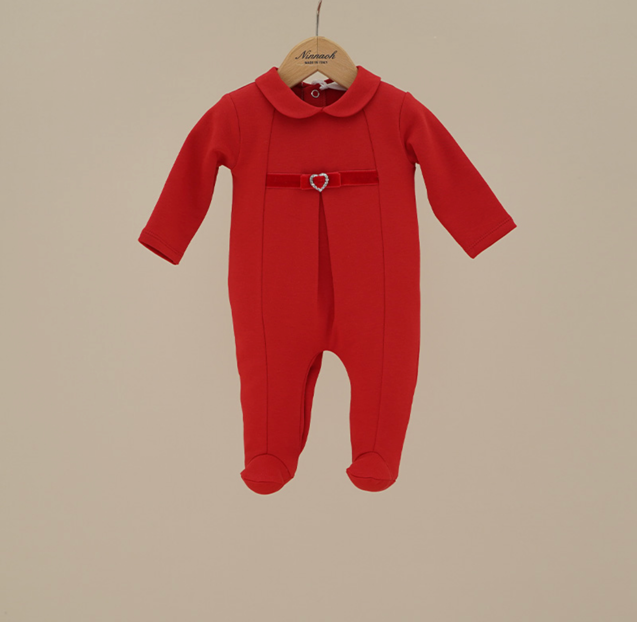 Ninnaoh Classic – Brushed Cotton Holiday Footie (Red)