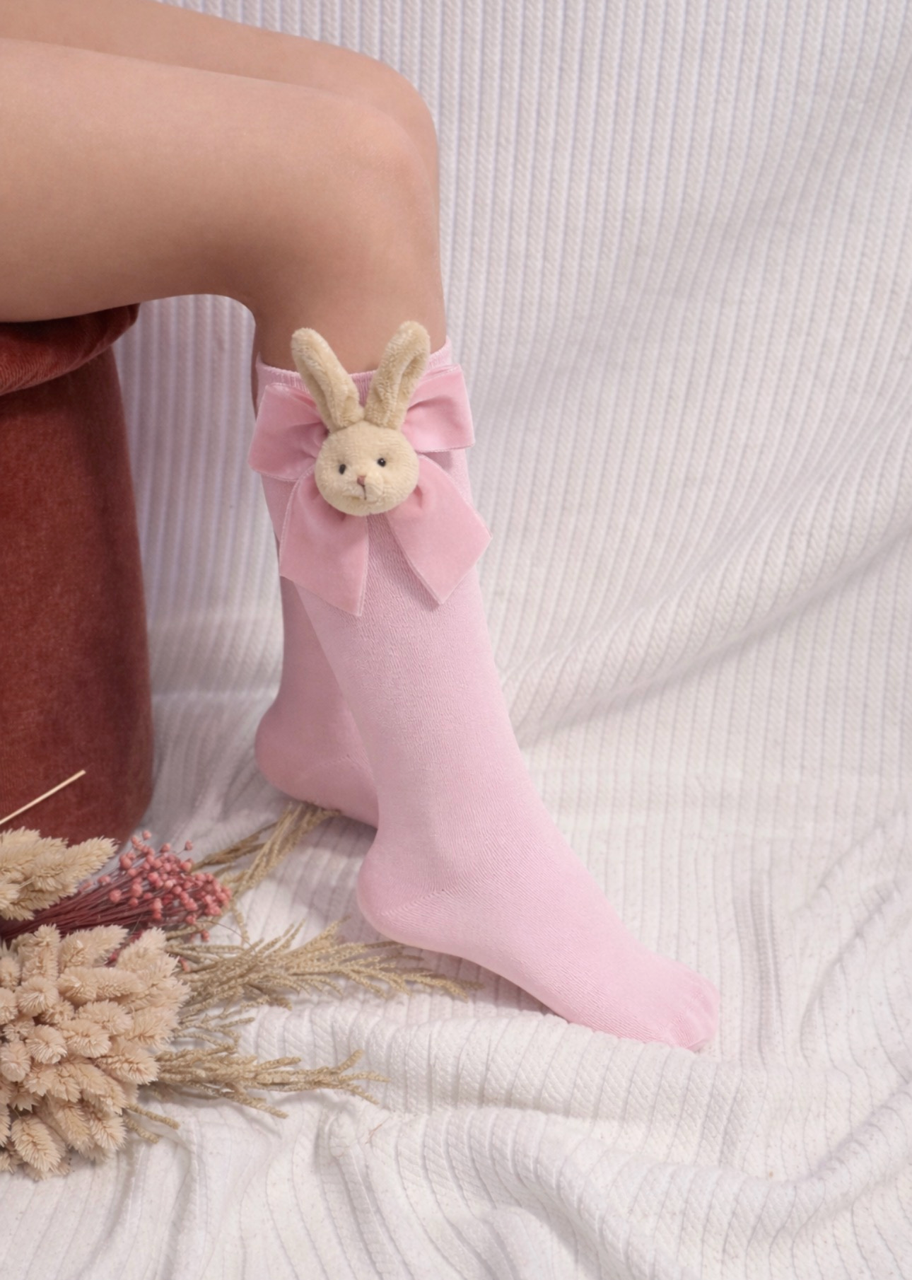 Bunny Bow Socks-Pink