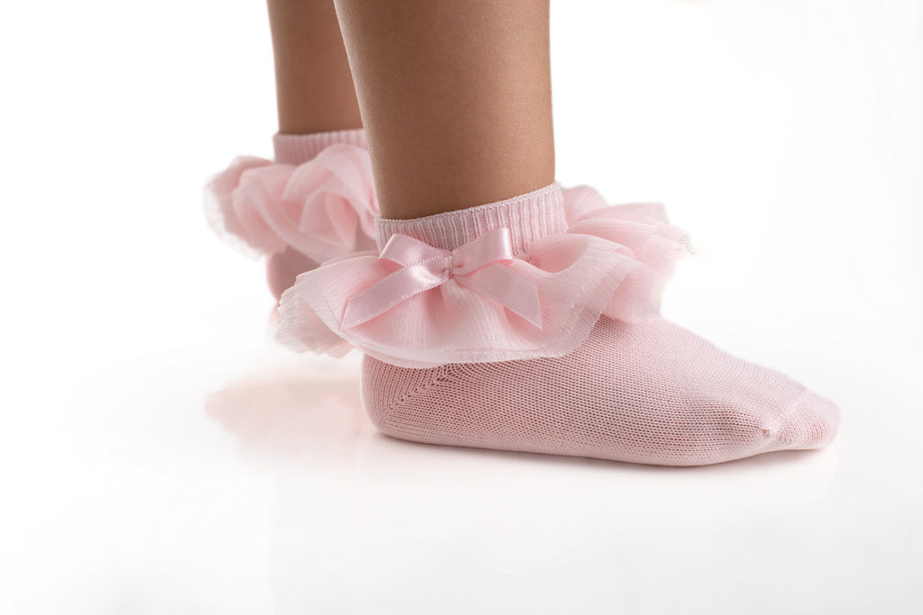 MEIA PATA GIRLS ANKLE SOCKS - BALLERINA TULLE WITH Bow