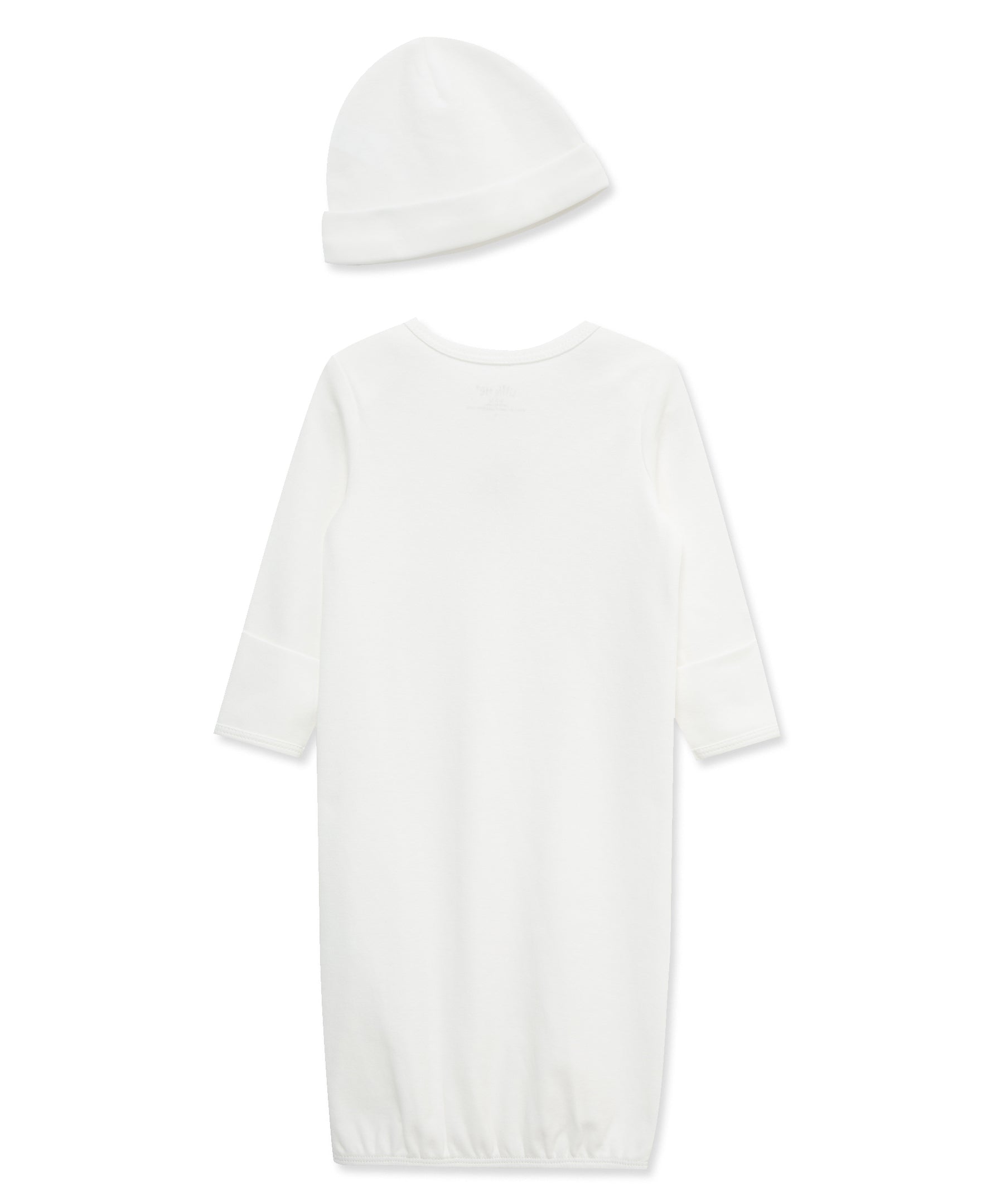 Sweet Baby Gender Neutral White Gown & Cap Set
