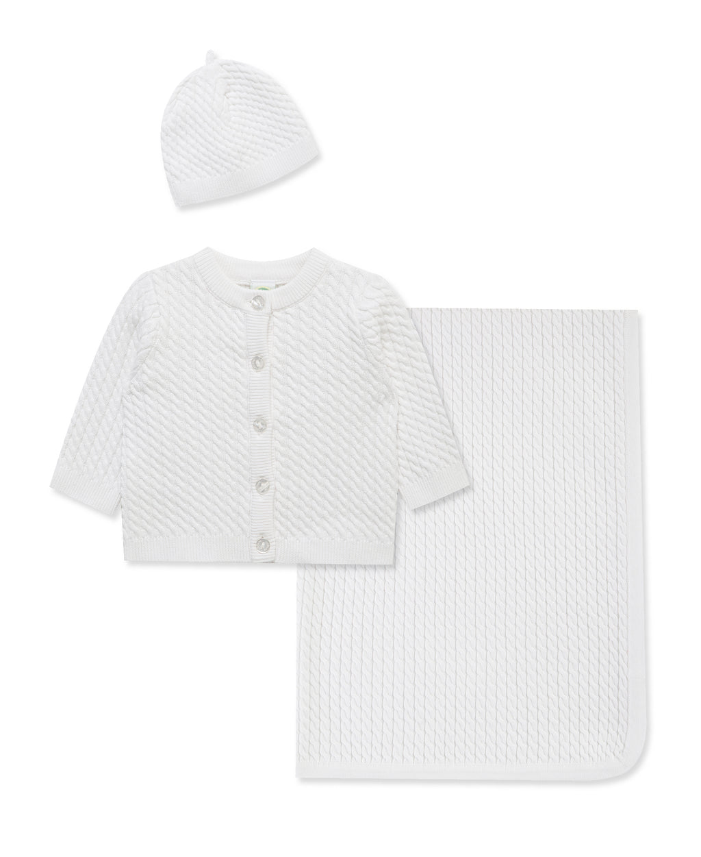 Little Me White  Cable Knit 3-Piece Gift Set — Classic Baby Boy Keepsake