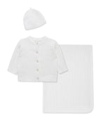 Little Me White  Cable Knit 3-Piece Gift Set — Classic Baby Boy Keepsake