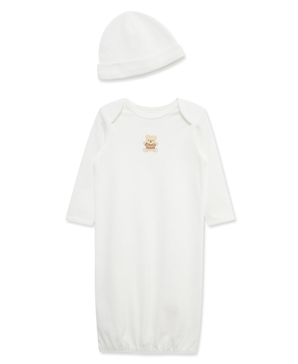 Sweet Baby Gender Neutral White Gown & Cap Set