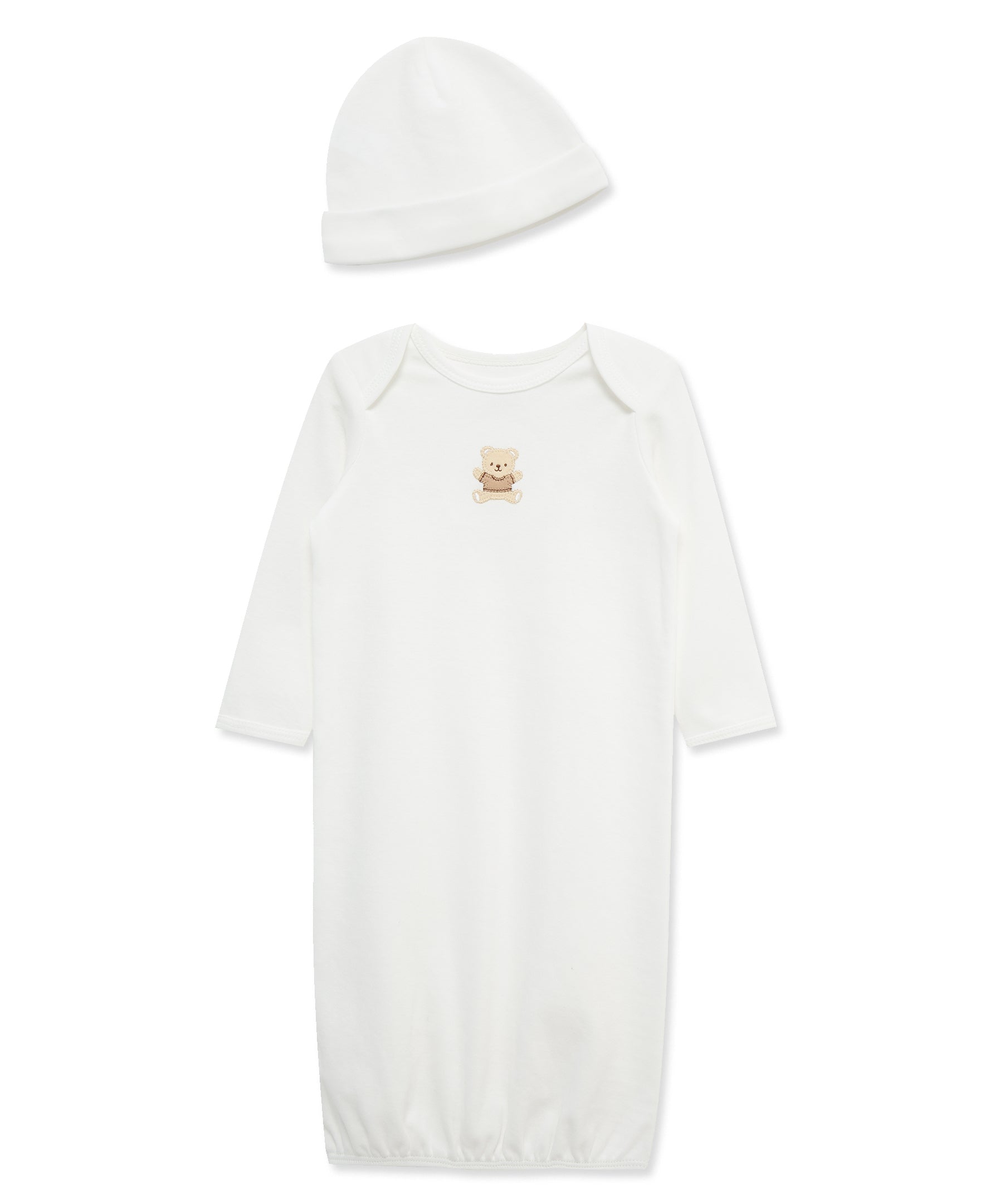 Sweet Baby Gender Neutral White Gown & Cap Set