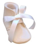 Ivory Patent  Leather Ribbon  Pram Shoe