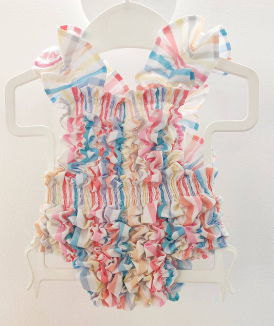 Baby Girl  Frilly Swimsuit  Muiltie Color Striped