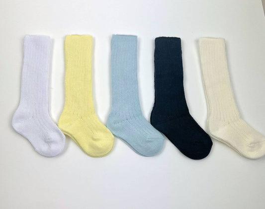Baby Boys Ribbed Knee High Sock Availble In White Light Yellow Shy Blue Navy Blue Our Ivory 