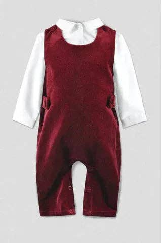 Baby Boy Red Velvet Long Romper