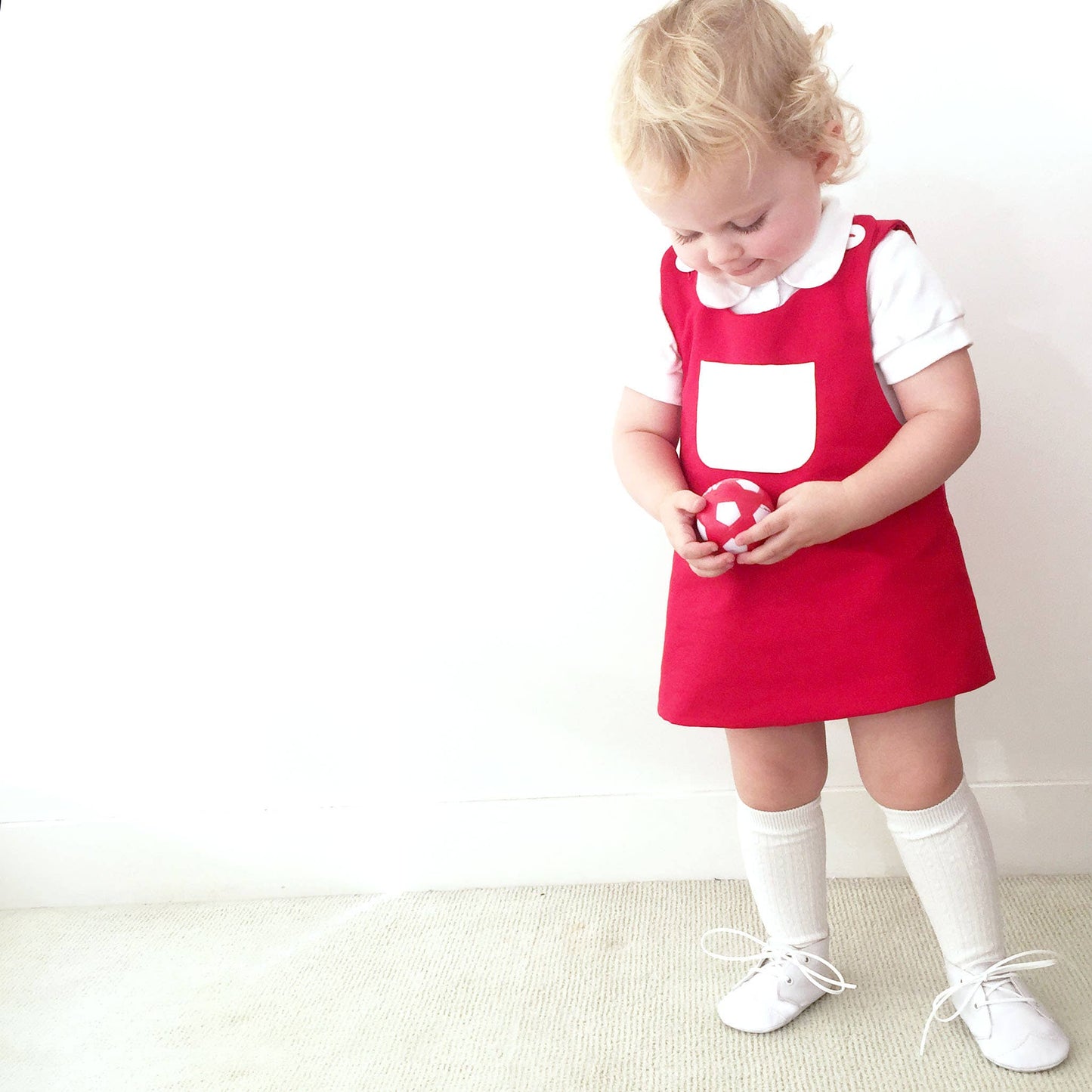 Girls Red corduroy Dress Set