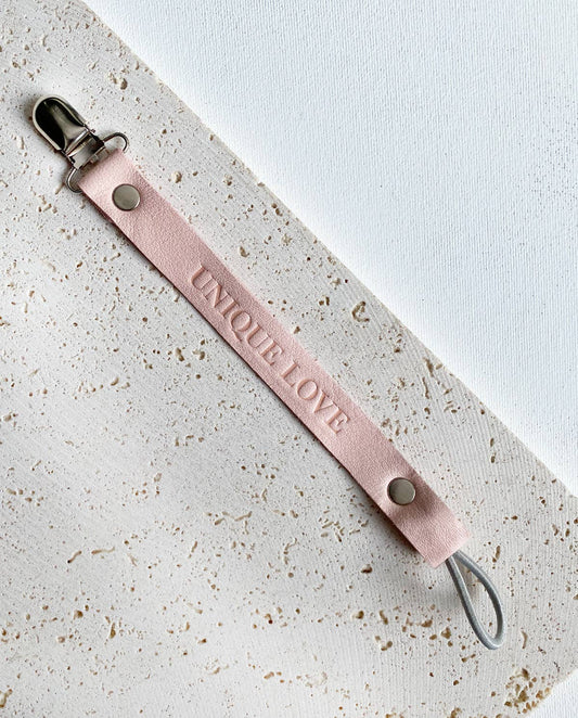 ROSE LEATHER PACIFIER CLIP
