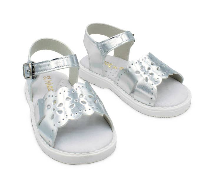 Silver Leather Girls Sandal