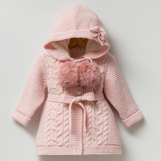 Wool Baby Girl Coat With its super soft texture and soft fleece inner surface, a very stylish natural super soft faux fur pom poms. It definitely has an elegant look. 25% Wool, 6% Polyamid, 60% Arcylic, 9% Elite, the rest is cotton It can be used comfortably in all seasons in cool, cold weather. * Anti-allergic product, * Breathable structure never itches or makes sweat, * Specially produced for your baby, Heirloom items. Buy Better, Buy less...