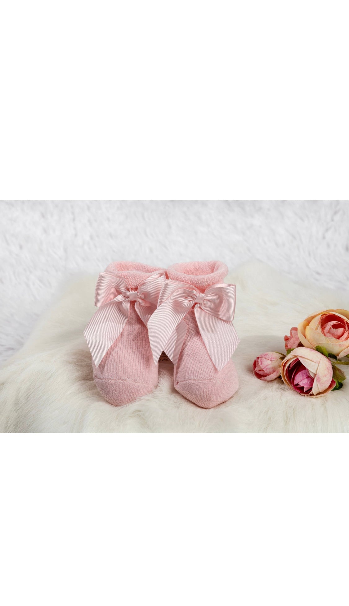 Meia Peta Pink Girls Infant Bow Socks