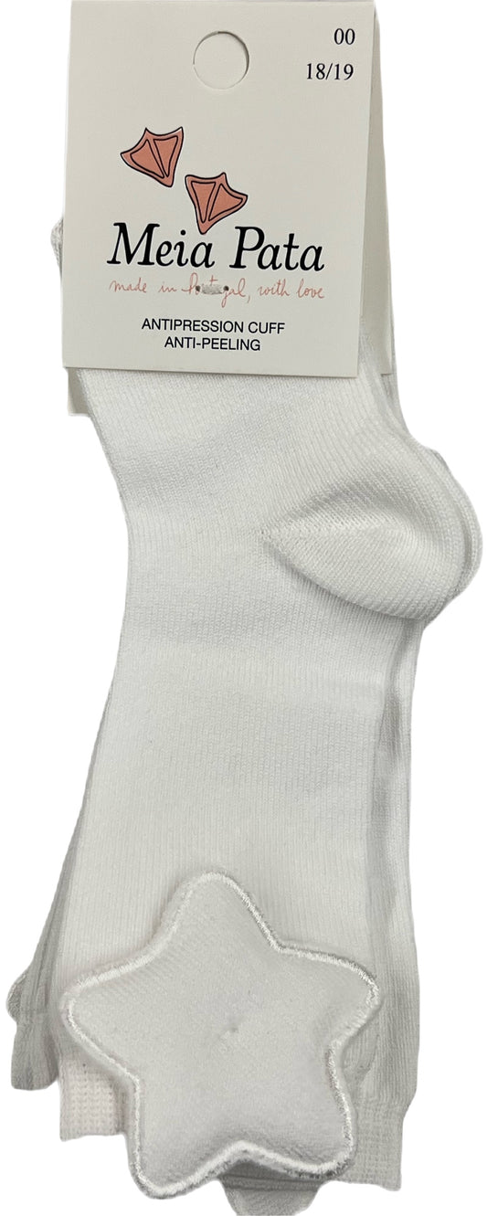 Meia Peta -White Knee Socks With Puffed Star