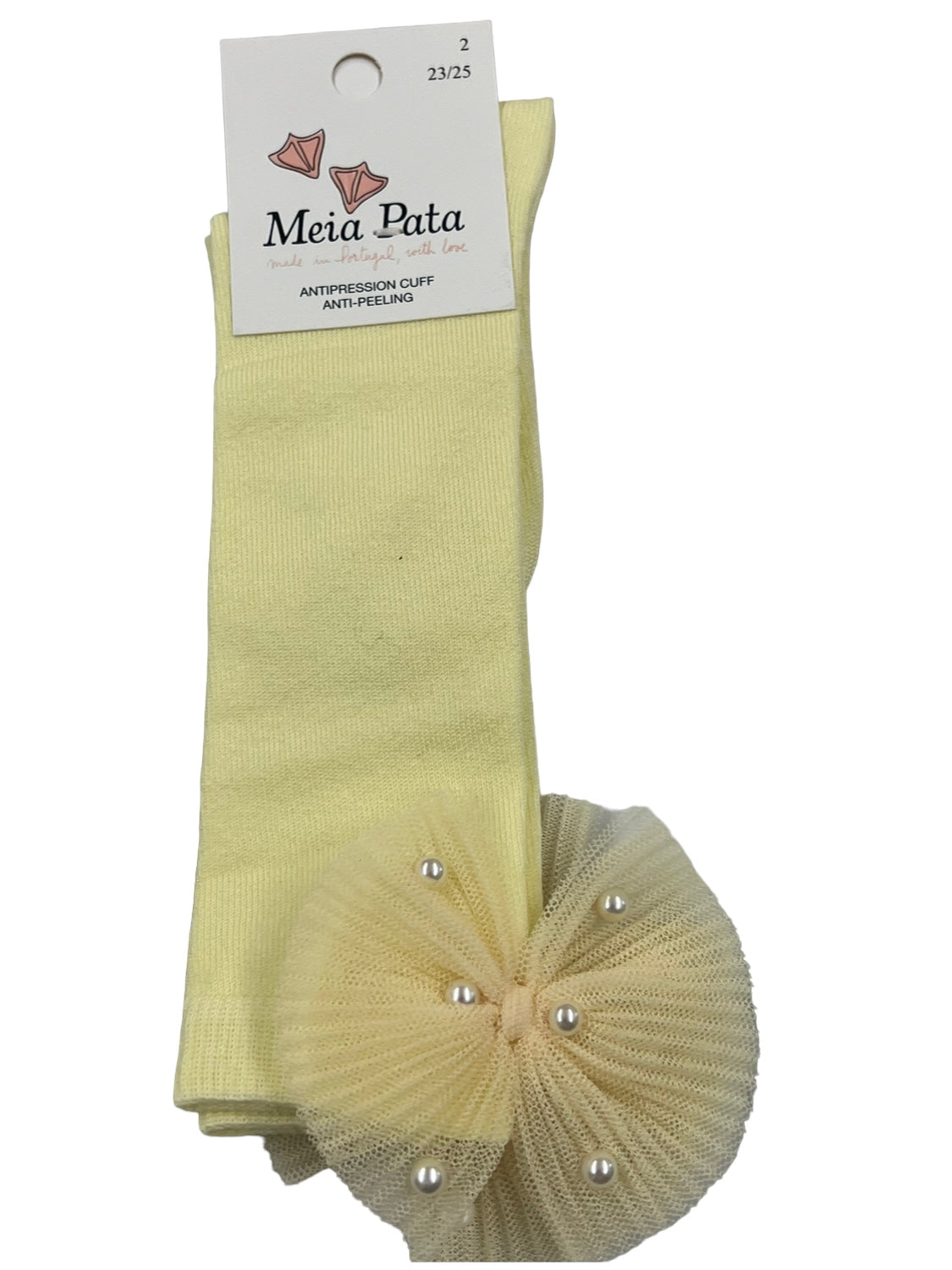 Meia Pata  Lemon Pleated  Tulle Bow -ankle  Socks