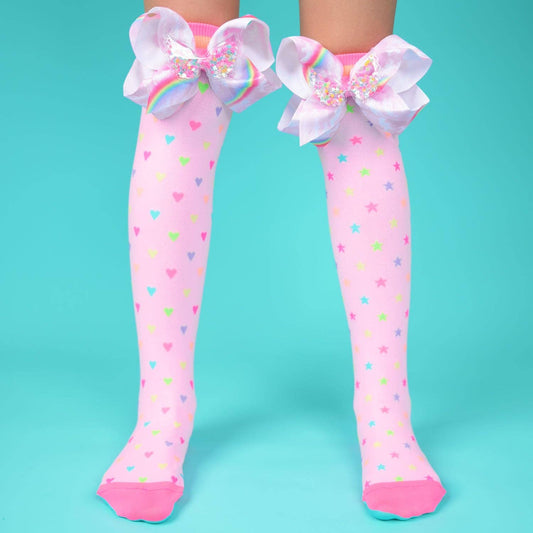 Girls-Sprinkles Print  Knee Socks With Bow