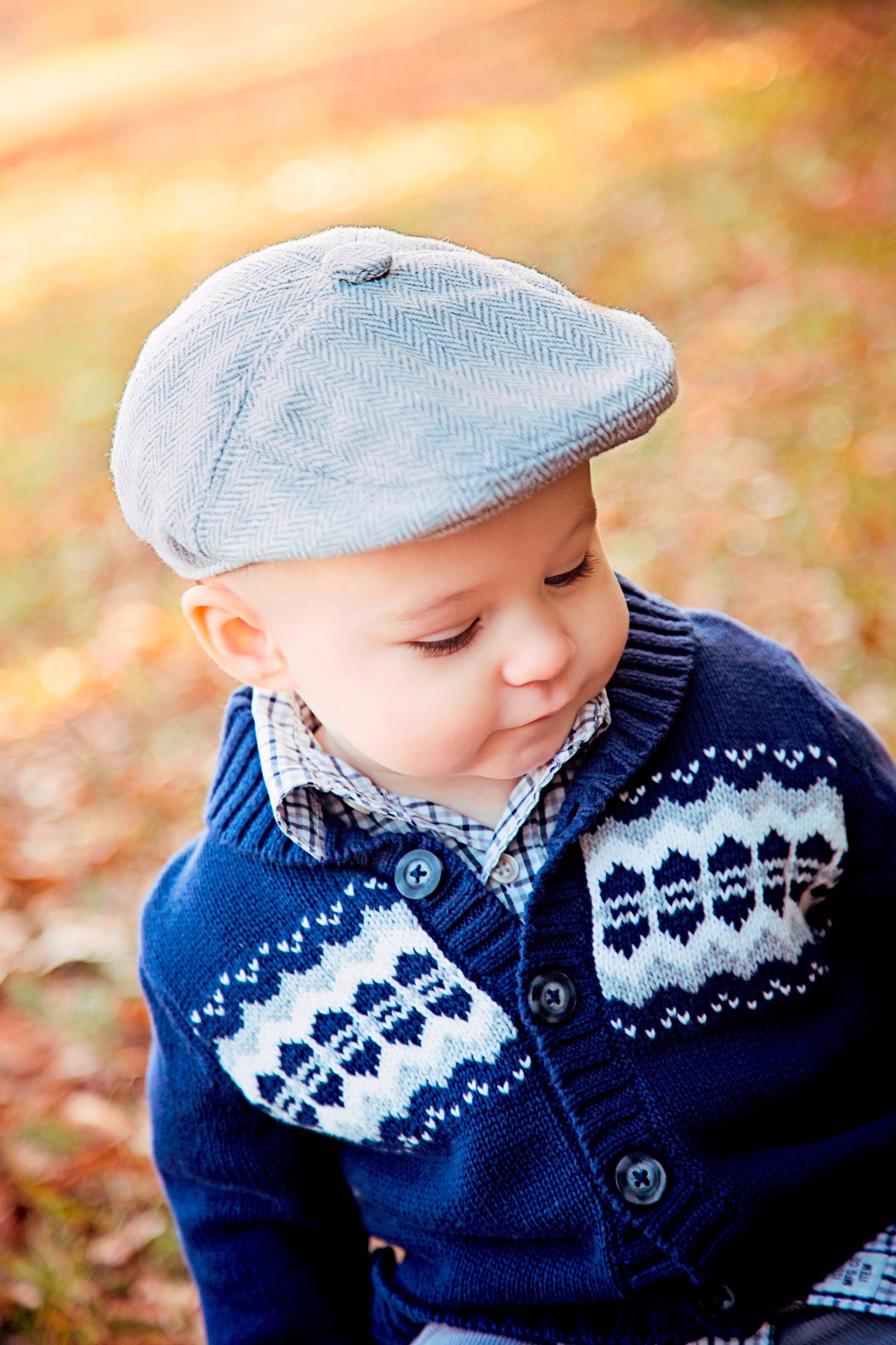 Grey Handmade Heirloom Baby Shower Gift Ivy Car Drivers Cap