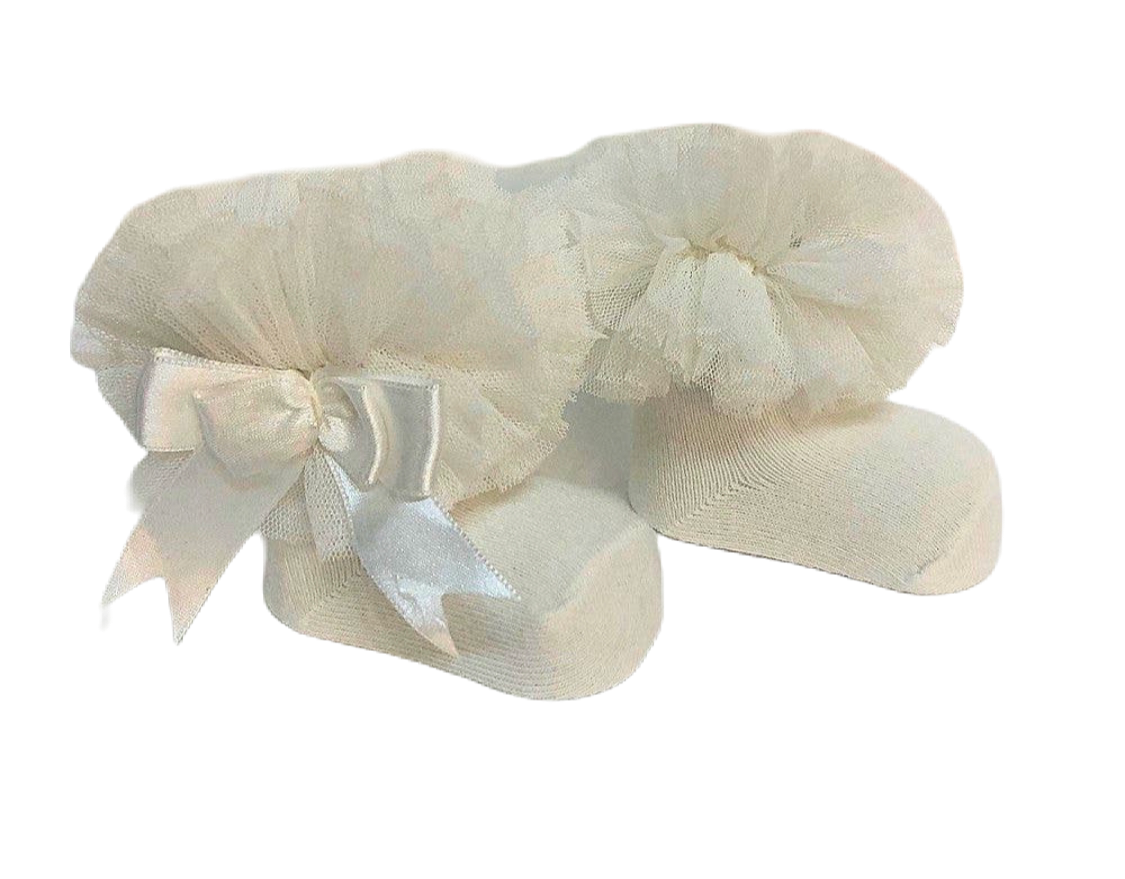 IVORY FRILLY COTTON GIRLS TUTU ANKLE SOCKS