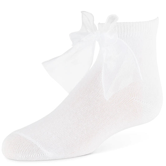 White socks with sheer bow