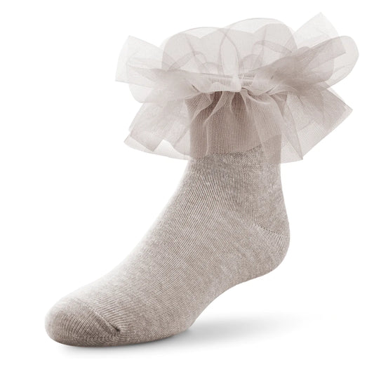 Oatmeal Color GIrls Ankle  Tutu socks