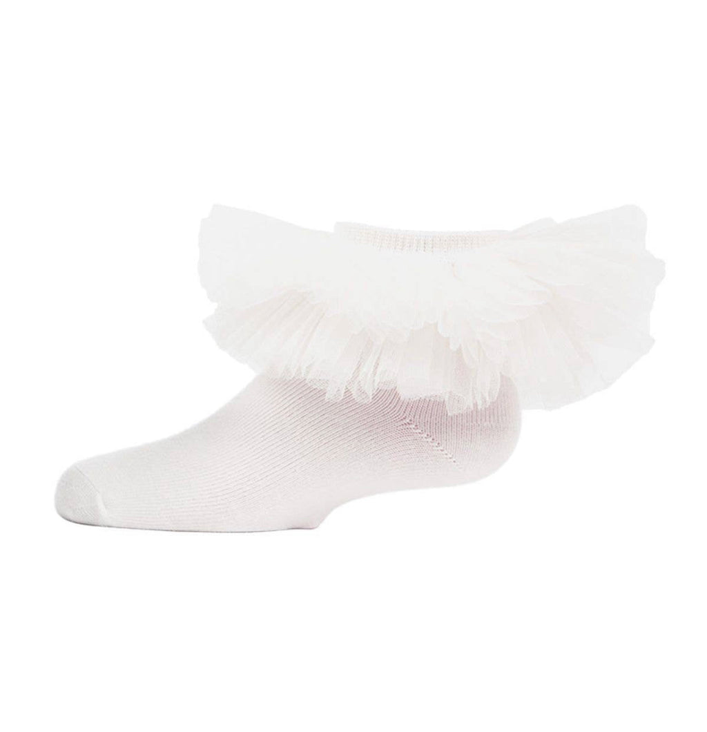 WHITE JUMBO FRILLY TUTU ANKLET SOCKS