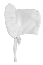 Girls White Ribbon Fleece Bonnet